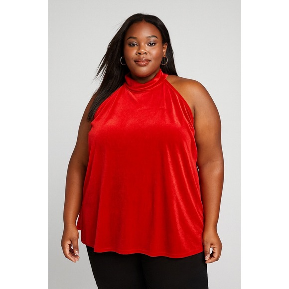 Worthington Women's 3X Red Velvet‎ Halter Tank Top Party/Cocktail - Picture 1 of 5